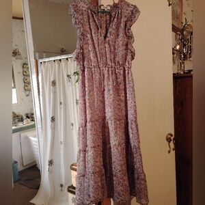 Dakota By Steven Madden Maxi Floral Ruffle Sleeve Dress